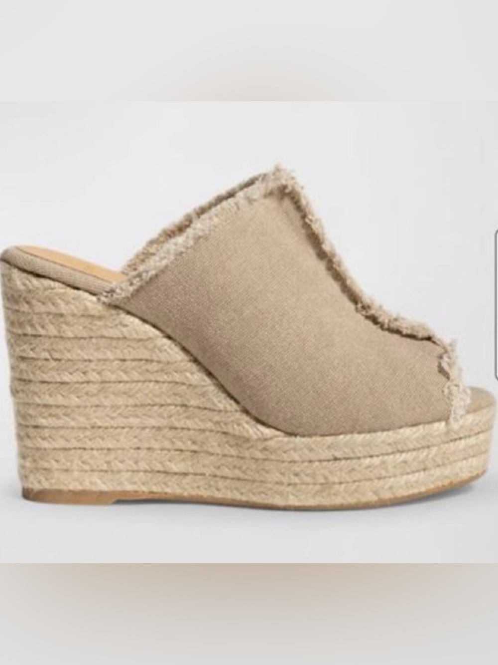 CASTANER Fatima Wedge in Sand Frayed Canvas Jute Wedge Platform Sandals Sz 40